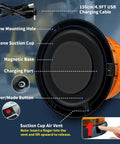 Beefy Magnetic Amber Strobe Light Beacon with USB fast charge, silicone suction cup, charging port, and magnetic base.