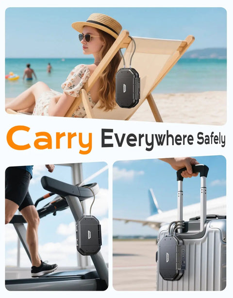 Portable Travel Safe Lock Box With 4 Digit Combo Waterproof Durable Security Case for beach, treadmill, and luggage use
