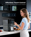 Countertop Nugget Ice Maker With Touchless Dispenser 40 Lbs Daily Output Portable Beverage Chiller in black with touchscreen.
