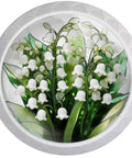 4 Pack Lily Of The Valley Cabinet Knobs Set For Kitchen And Bathroom Stained Glass Style White Bell Flowers With Green Leaves Glossy