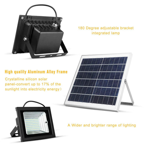 Remote Control Solar Flood Lights Outdoor Led Flood Lights With 800LM Output Dual 112LED Array 6500K White Light IP65 Floodlight