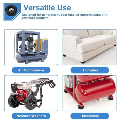 Image showing Beefy Heavy Duty Round Rubber Foot Pads 2.5 Inch Anti Vibration Dampeners under air compressor, furniture, washers, machinery.