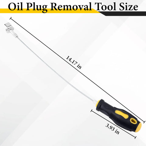 Pro Grade Heavy Duty Magnetic Oil Drain Plug Remover Tool For Easy Sump Plug Extraction 14 inch flexible with measurements