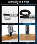 Housolution 12-inch digital caliper with LCD; ABS stainless steel body, measures outside/inside diameter, depth and step