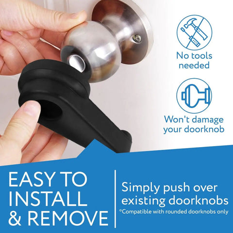 Door Knob Extension 2 Pack Soft Black Rubber For Two To Two And A Half Inch Ball Shaped Doorknobs Slip Resistant Grip Easy Install