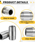 Heavy Duty Stainless Steel 304 Pipe Fittings Three Quarter Inch NPT Male To Three Quarter Inch NPT Male Two Inch Nipple features