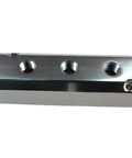 Close-up of Five Way High Flow Pneumatic Manifold With One Half Inch NPT Inlet And Five One Quarter Inch NPT Outlets, Aluminum Body