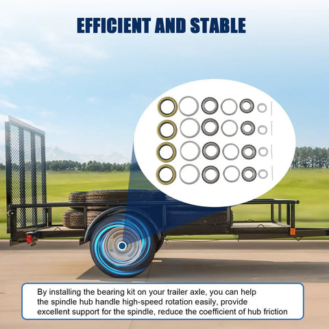 Beefy 7000 Lb Trailer Axle Bearing Kit Four Pack With Double Lip Seals on tandem axle trailer with highlighted bearing parts