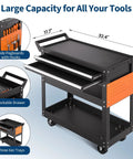 Beefy Five Tier Rolling Tool Cart On Wheels With 400 Lbs Capacity, Lockable Drawers, Side Pegboards With Adjustable Hooks