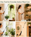 Super Handy High Reach Plant Waterer for Indoor Plants with Telescoping Wand and 6.8 ft Hose in use for hanging baskets and shelves