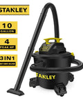 Wet Dry Vacuum With 10 Gallon Tank, 4 HP Motor, 16 Ft Cleaning Reach, Workhorse Shop Vacuum For Home Garage And Laundry Rooms