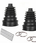CV Axle Boot Repair Kit For 0.74 To 0.94 Inch Shafts Cuttable Joint Boot Bushing With Clamp And Cable Tie External Ball Cage Protection For Your FWD Or AWD Ride Black, two boots, clamps and ties