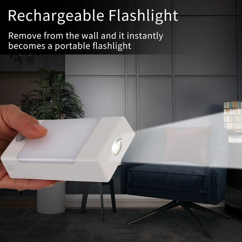 Person holding a 4 In 1 LED Night Light With Motion Sensor And Dusk To Dawn, Rechargeable Battery Operated as a flashlight