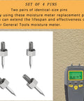 Moisture Meter Replacement Pins For MMD4E And RHMG650 RHMG700DL, 4 Pack Stainless Steel Probes, high precision replacement tips for pin-style meters