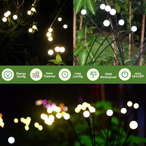 4 Pack 8 LED Solar Powered Garden Lights Outdoor Waterproof Starburst Swaying Lights That Dance In The Wind, Decorative String Lights