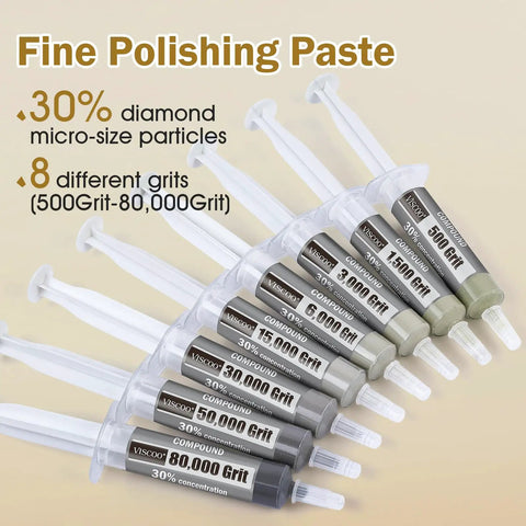 8 Pack Diamond Polishing Compound Set Pro Grade With 30 Percent Diamond Powder, Grit From 80000 To 30000 For Ultra Mirror Lapping