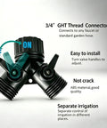 Half Inch Soaker Hose Fittings Kit 26 Piece Garden Irrigation Connectors With Tees Elbows Couplings End Caps Male And Female Connectors Two Way Valve For Easy Drip System Setup, showing 3/4 inch GHT thread connectors for irrigation system.