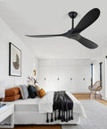 60 Inch 3 Blade Walnut Wood Ceiling Fan No Light With Remote Noiseless Reversible DC Motor For Indoor Outdoor Use