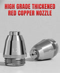 High-grade thickened red copper nozzles from the Top Grade 50 Pcs Ag60 Plasma Cutter Consumables Kit for smooth cutting.