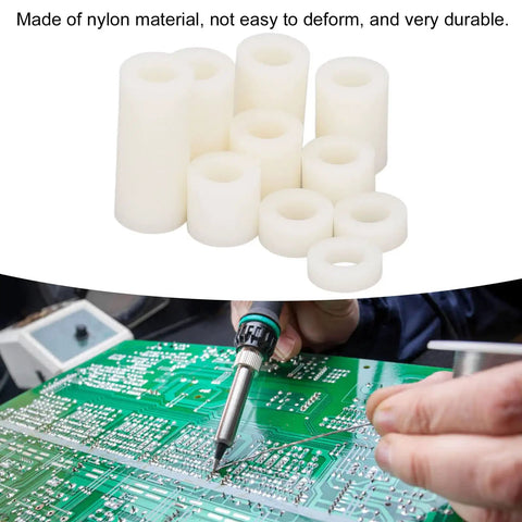 Nylon Standoff Spacer Kit 150 Piece Round Mounting Hardware Fasteners Set White For Electronics DIY Projects Durable Pro Grade Slip Resistant Spacers For Clean Mounts And Reliable Fixing, nylon PCB spacers on circuit board