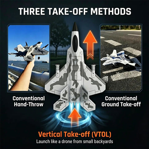 4 Channel F 22 Raptor RC Plane With Lights Ready To Fly Remote Control Jet With 6 Axis Gyro Stabilizer and three take-off methods