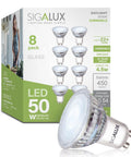 GU10 Dimmable LED Bulbs Daylight 5000K Four Point Five Watt 450 Lumen MR16 Style Spotlight Energy Saving Replacement Pack Of 8