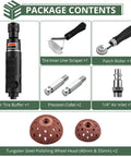 Shop Ready Heavy Duty Air Tire Buffer Kit Includes 2500 Rpm Pneumatic Grinder Package contents with tools and accessories.