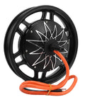 Heavy Duty Aluminum Alloy Wheel Hub Motor 14 Inch For Electric Scooter Motorcycle Conversion Kit 2000W To 5000W rear view with orange cable.