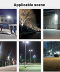 Built Damn Tough Heavy Duty LED Flood Light With Rock Solid Aluminum Body And Ultra Bright 6000K Cool White Glow illuminating various outdoor scenes.