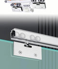 6.4ft Sliding Door Hardware Set With Hydraulic Soft Close System, Track, Rollers, And Mounting Hardware In Silver Finish