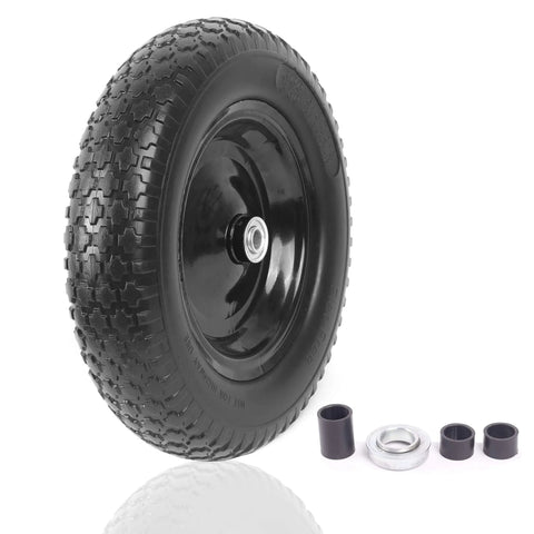 Flat Free Wheelbarrow Tire And Wheel Set, 14.5 Inch Solid Wheel With 3 Inch Hub, Universal Replacement For 4.80 By 4.00-8 Wheelbarrows