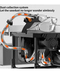 Dust Free Sliding Table Saw Station With A Knockout 2000W Motor Dust collection system details for clean woodworking.