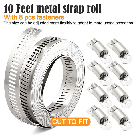 All Purpose 185 Piece Stainless Steel Hose Clamps Kit With 8 Sizes Heavy Duty Adjustable Worm Gear Clamps and fasteners
