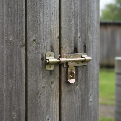 Heavy Duty Galvanized Steel Slide Bolt Gate Latch For Outdoor Garden Fences Barn Doors And Shed Entrances mounted on wooden fence