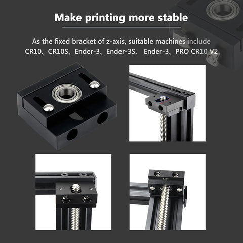 Adjustable Metal Z Axis T8 Lead Screw Top Mount for 3D Printers, Aluminum Bearing Holder and Z Rod Mount Upgrade installation kit
