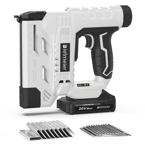 Hella Efficient Zero Cord Hassle 20V Cordless Brad Nailer And 18 Gauge Stapler Two In One Power Tool Kit Including Battery And Nails For Rock Solid Carpentry And Upholstery Restoration Work