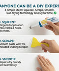 Step-by-step use of Drywall Patch Repair Kit For Nail Holes And Cracks With Odorless Quick Drying Putty Non Shrinking Wall Paste Scraper And Nozzle Easy Doorknob Dent Fix DIY Home Repair Must Have 1 Set.
