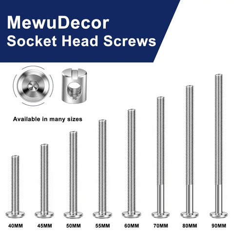 Flat Head Socket Head Cap Screws M6 X 60mm With Barrel Nuts And Allen Wrench Set for various size options display