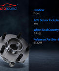 Front Wheel Bearing Hub Assembly For Nissan Altima 2007 2008 2009 2010 2011 2012 2.5L 5 Lug With ABS Bolt In Direct Fit OEM Grade Replacement