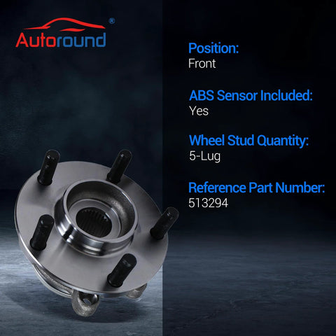Front Wheel Bearing Hub Assembly For Nissan Altima 2007 2008 2009 2010 2011 2012 2.5L 5 Lug With ABS Bolt In Direct Fit OEM Grade Replacement