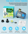 Programmable Sprinkler Timer With Brass Swivel Female Coupler, Digital Irrigation Controller, packaging and components displayed