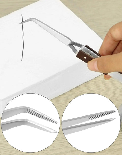 Two Pack Third Hand Tweezers With Straight And Curved Tips, Cross-Locking Clamps And 360 Degree Rotating Base in use