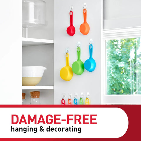 Clear Small Wire Toggle Hooks Set With 10 Wall Hooks And 12 Adhesive Strips, Damage-Free Hanging With No Holes, Holds Up To 0.5 Lb, Great For Organization, Storage And Quick Hangups