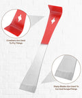 Must Have 3 Piece Pry Bar Set Stainless Steel Beehive Tool Handy Flat Pry Bar with red handle against white background