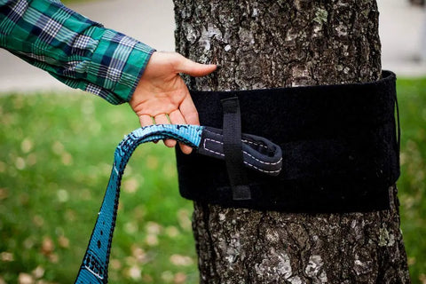 Pro Grade Heavy Duty Tree Protectors For Slacklines And Zip Lines 72 Inch Long Set Of Two with Anti Slip Guide Straps on a tree