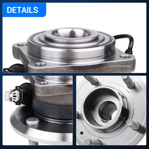 Rear Wheel Bearing And Hub Assembly With ABS For Chevy Equinox Pontiac Torrent Saturn Vue Suzuki XL7 Captiva Sport 2012 2015 5 Lug Pair Direct Fit Replacement OEM Quality Durable Performance Bolt In DIY Ready - Close-up View