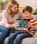 Mother and son opening box of Kids Drone For Remote Control Plane With LED Lights, Easy To Fly Airplane For Boys And Girls