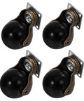 Heavy Duty 2 Inch Swivel Ball Casters Rolls Smooth As Silk Dead Silent Metal Furniture Wheels Top Shelf Build Easy Install Long Lasting For Coffee Tables Cabinets Shelves And Home Decor 4 Pack in black with flat mounting plates.