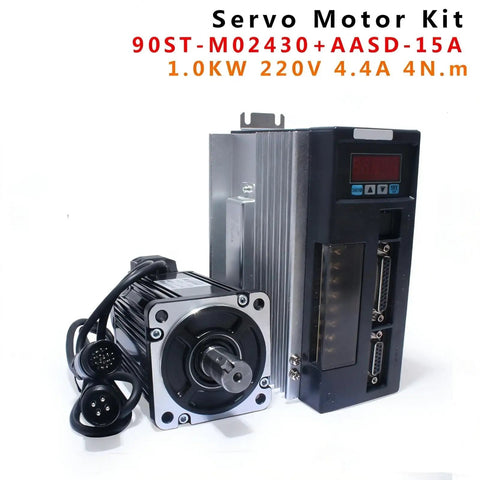 Beefed-Up Closed-Loop Servo Motor With Encoder Feedback, 0.75KW, 220V, 3000RPM, 2.4Nm Torque, Single-Phase Drive with driver