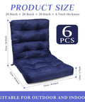 Six Pack Outdoor Patio Chair Cushions 20x40 Inch Waterproof All Weather Thickened Seat Pads For Rocking Deck Garden Furniture Navy Blue